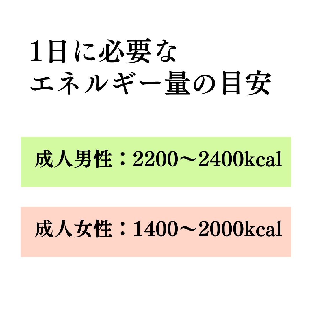 1日に必要なエネルギー量の目安